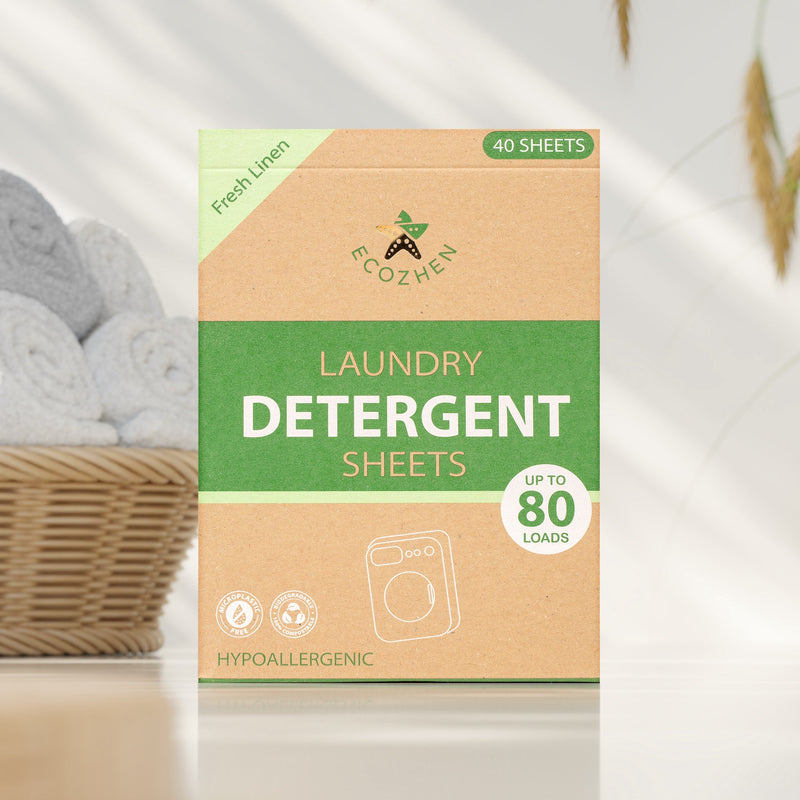 Eco-friendly, plastic-free fresh linen scented laundry detergent sheets.  Biodegradable, safe for skin and the environment. 